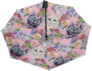 Poeticcity Automatic Folding UPF 50  Anti-UV Rain Umbrella, Auto Open/Close 3 Folds Sun Parasol Canopy Windproof Compact Travel Umbrella