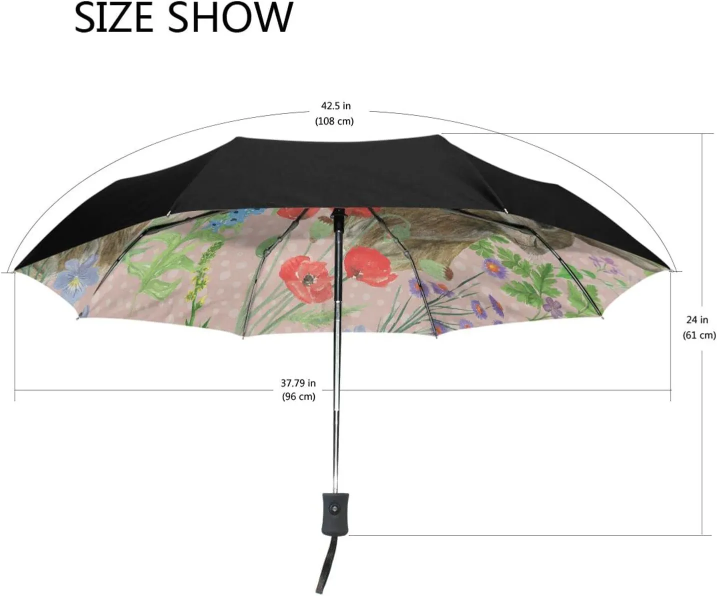 Poeticcity Automatic Folding UPF 50  Anti-UV Rain Umbrella, Auto Open/Close 3 Folds Sun Parasol Canopy Windproof Compact Travel Umbrella