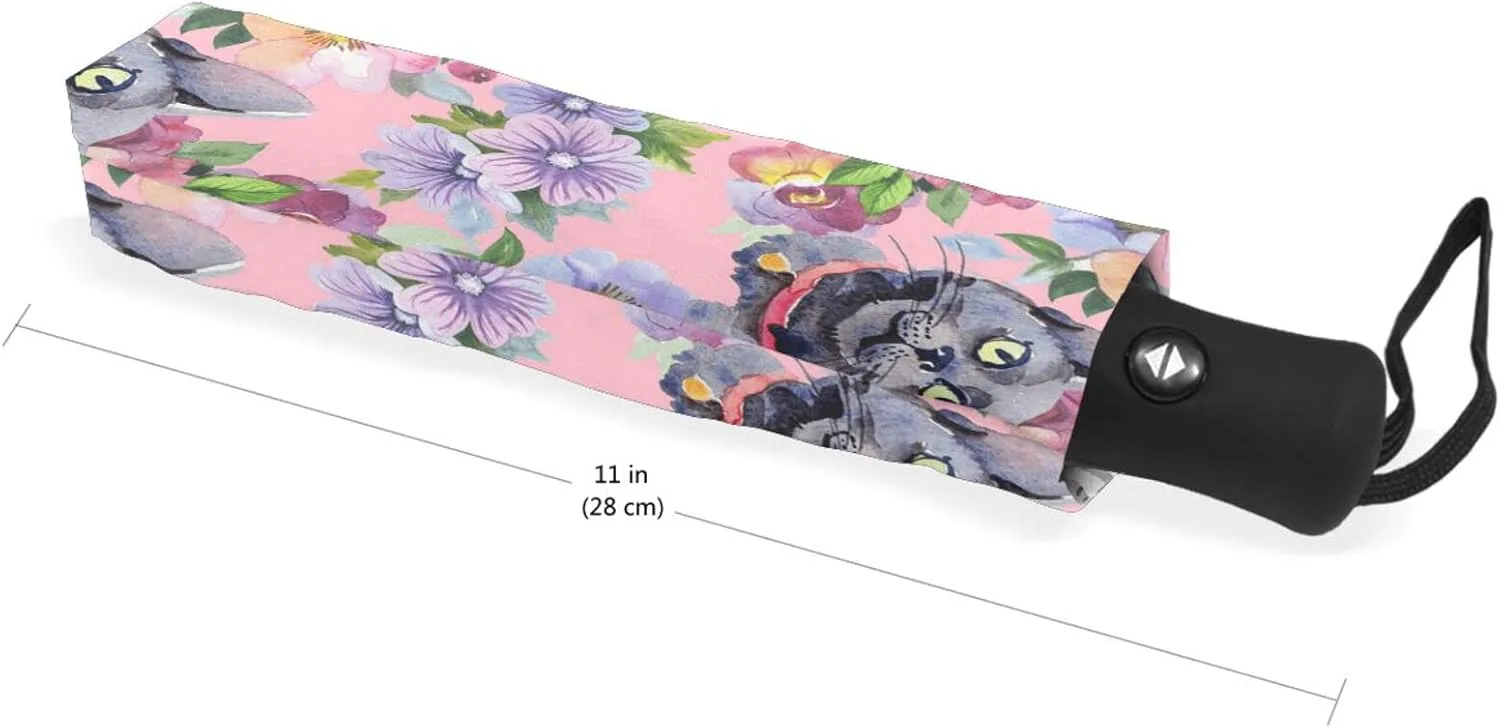 Poeticcity Automatic Folding UPF 50  Anti-UV Rain Umbrella, Auto Open/Close 3 Folds Sun Parasol Canopy Windproof Compact Travel Umbrella