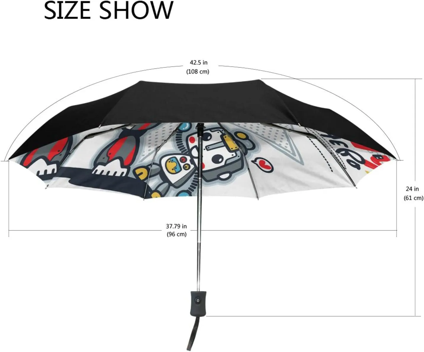 Poeticcity Automatic Folding UPF 50  Anti-UV Rain Umbrella, Auto Open/Close 3 Folds Sun Parasol Canopy Windproof Compact Travel Umbrella