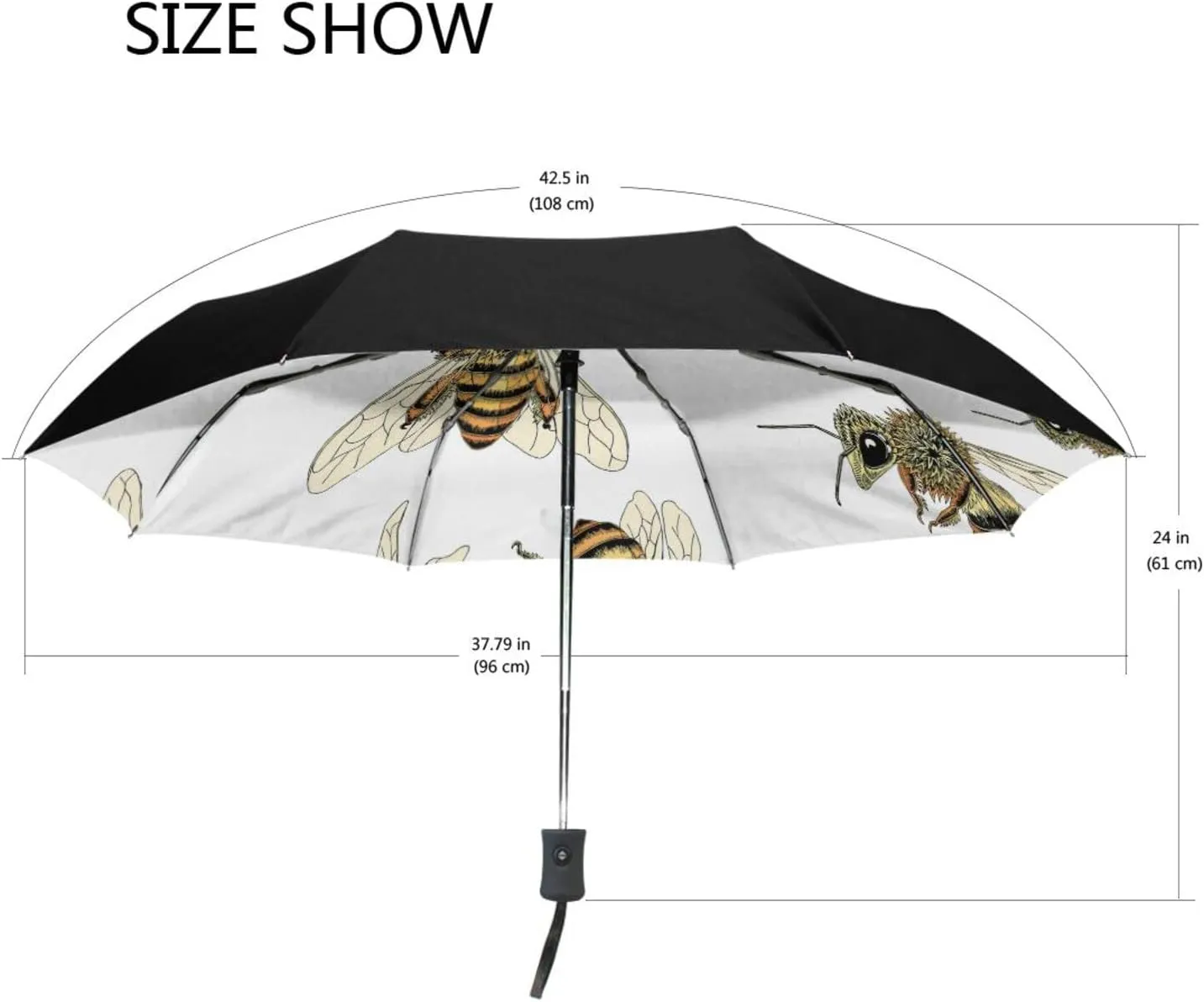 Poeticcity Automatic Folding UPF 50  Anti-UV Rain Umbrella, Auto Open/Close 3 Folds Sun Parasol Canopy Windproof Compact Travel Umbrella