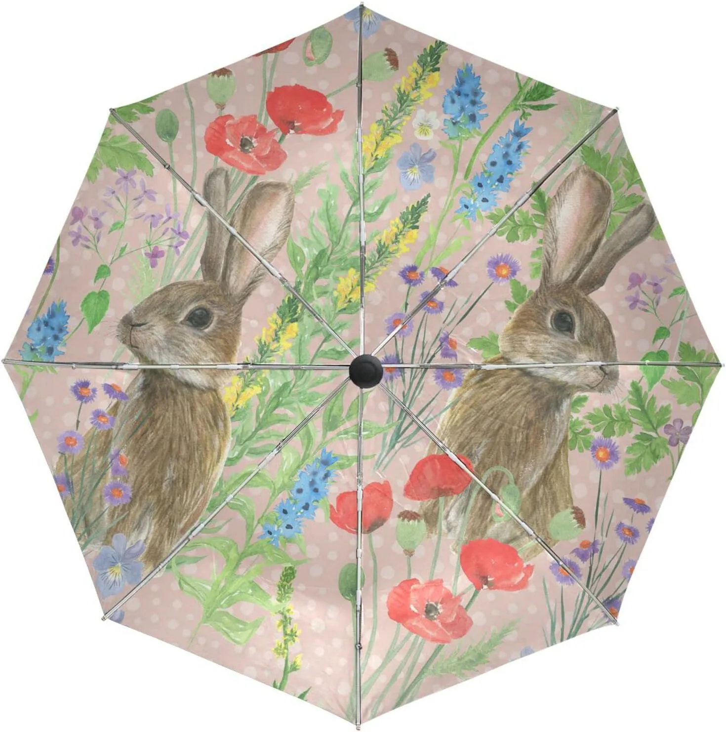 Poeticcity Automatic Folding UPF 50  Anti-UV Rain Umbrella, Auto Open/Close 3 Folds Sun Parasol Canopy Windproof Compact Travel Umbrella