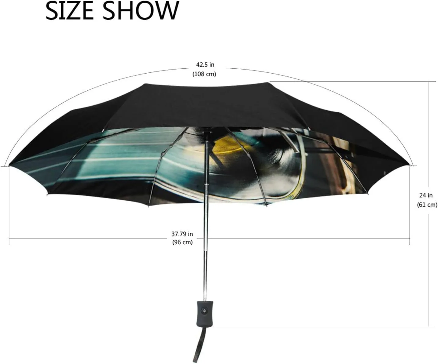 Poeticcity Automatic Folding UPF 50  Anti-UV Rain Umbrella, Auto Open/Close 3 Folds Sun Parasol Canopy Windproof Compact Travel Umbrella