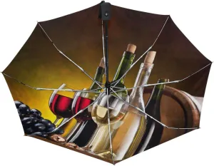 Poeticcity Automatic Folding UPF 50  Anti-UV Rain Umbrella, Auto Open/Close 3 Folds Sun Parasol Canopy Windproof Compact Travel Umbrella