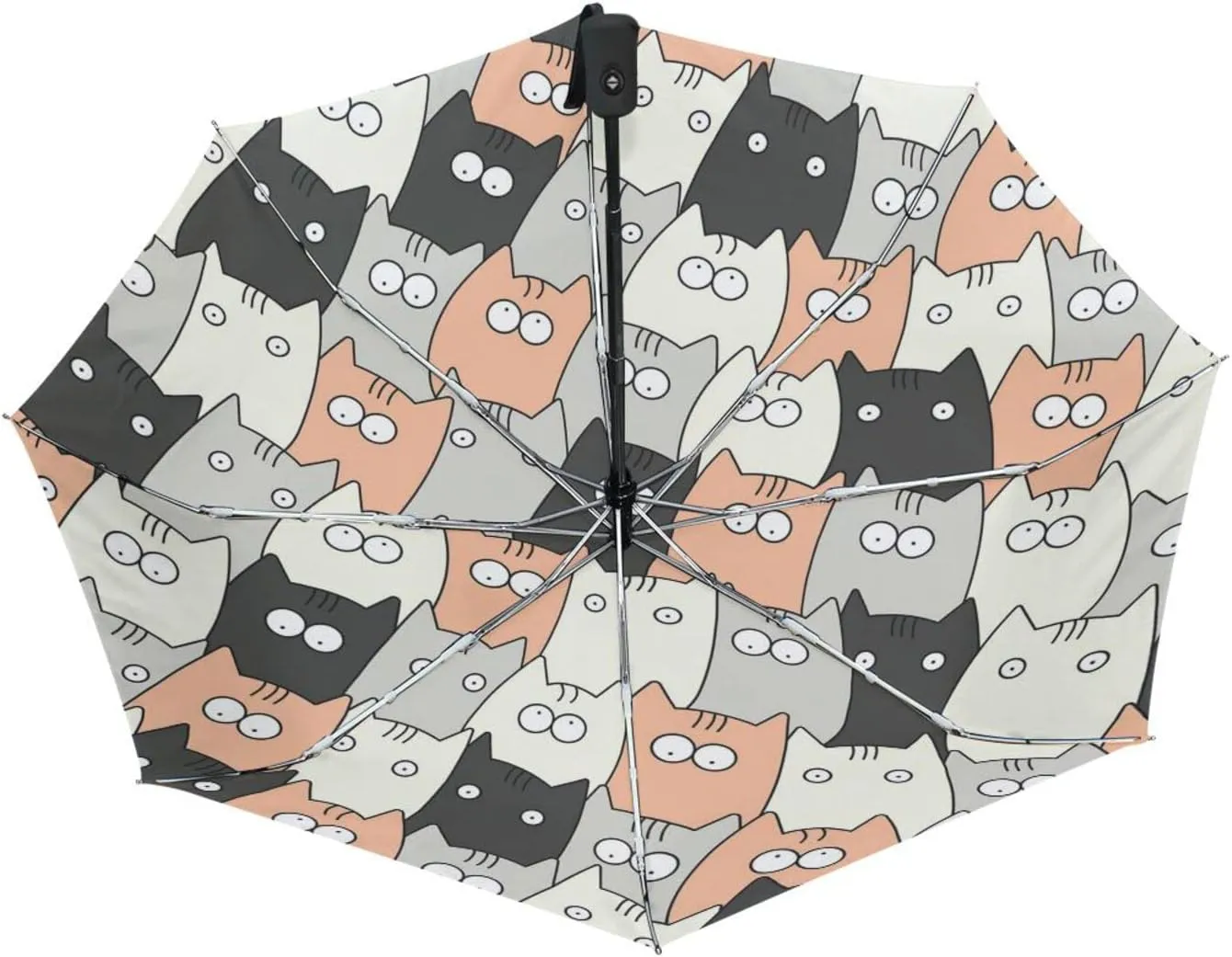 Poeticcity Automatic Folding UPF 50  Anti-UV Rain Umbrella, Auto Open/Close 3 Folds Sun Parasol Canopy Windproof Compact Travel Umbrella