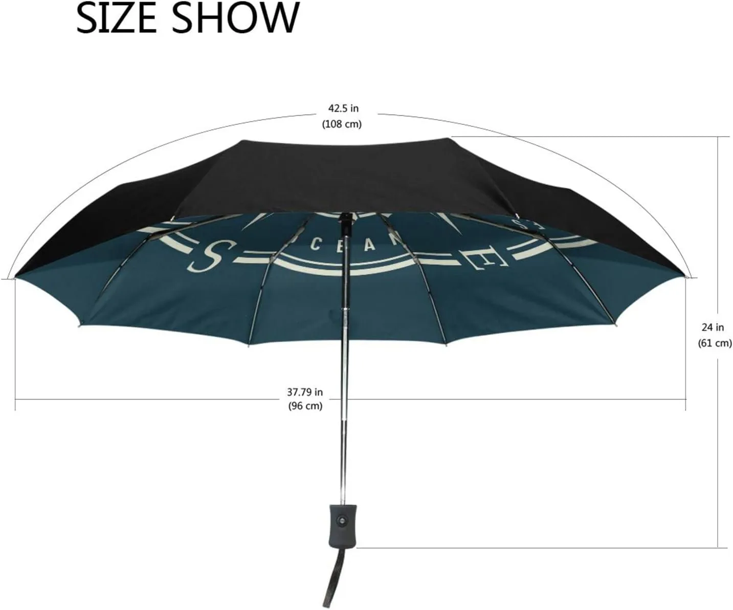 Poeticcity Automatic Folding UPF 50  Anti-UV Rain Umbrella, Auto Open/Close 3 Folds Sun Parasol Canopy Windproof Compact Travel Umbrella