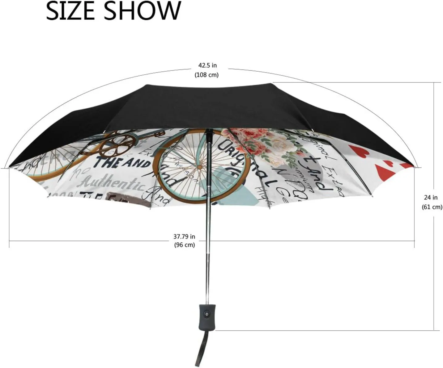 Poeticcity Automatic Folding UPF 50  Anti-UV Rain Umbrella, Auto Open/Close 3 Folds Sun Parasol Canopy Windproof Compact Travel Umbrella