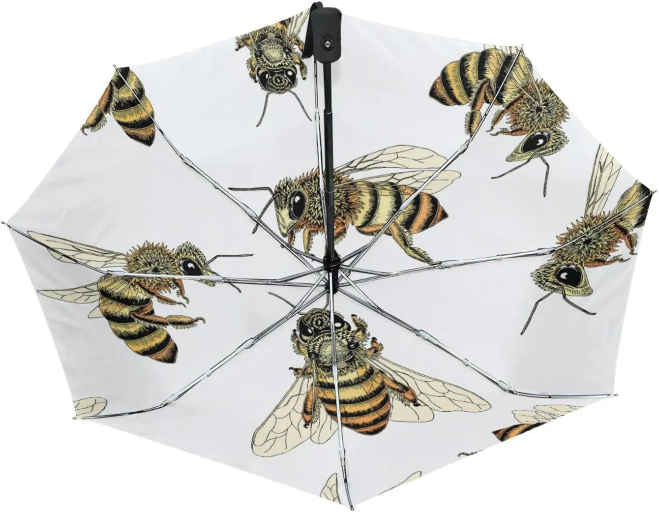 Poeticcity Automatic Folding UPF 50  Anti-UV Rain Umbrella, Auto Open/Close 3 Folds Sun Parasol Canopy Windproof Compact Travel Umbrella