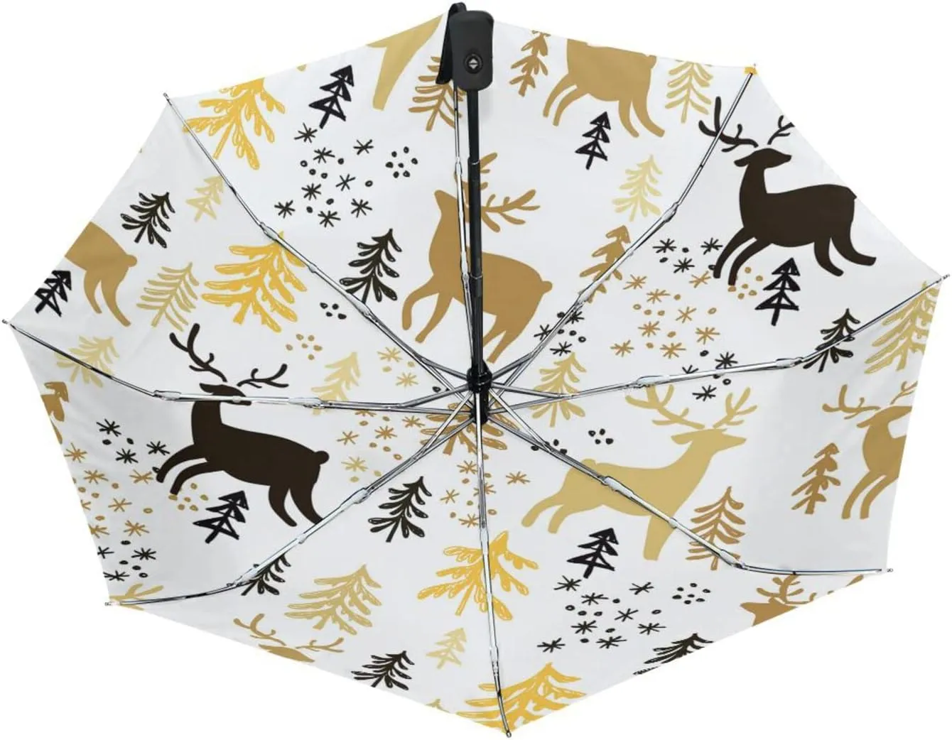 Poeticcity Automatic Folding UPF 50  Anti-UV Rain Umbrella, Auto Open/Close 3 Folds Sun Parasol Canopy Windproof Compact Travel Umbrella