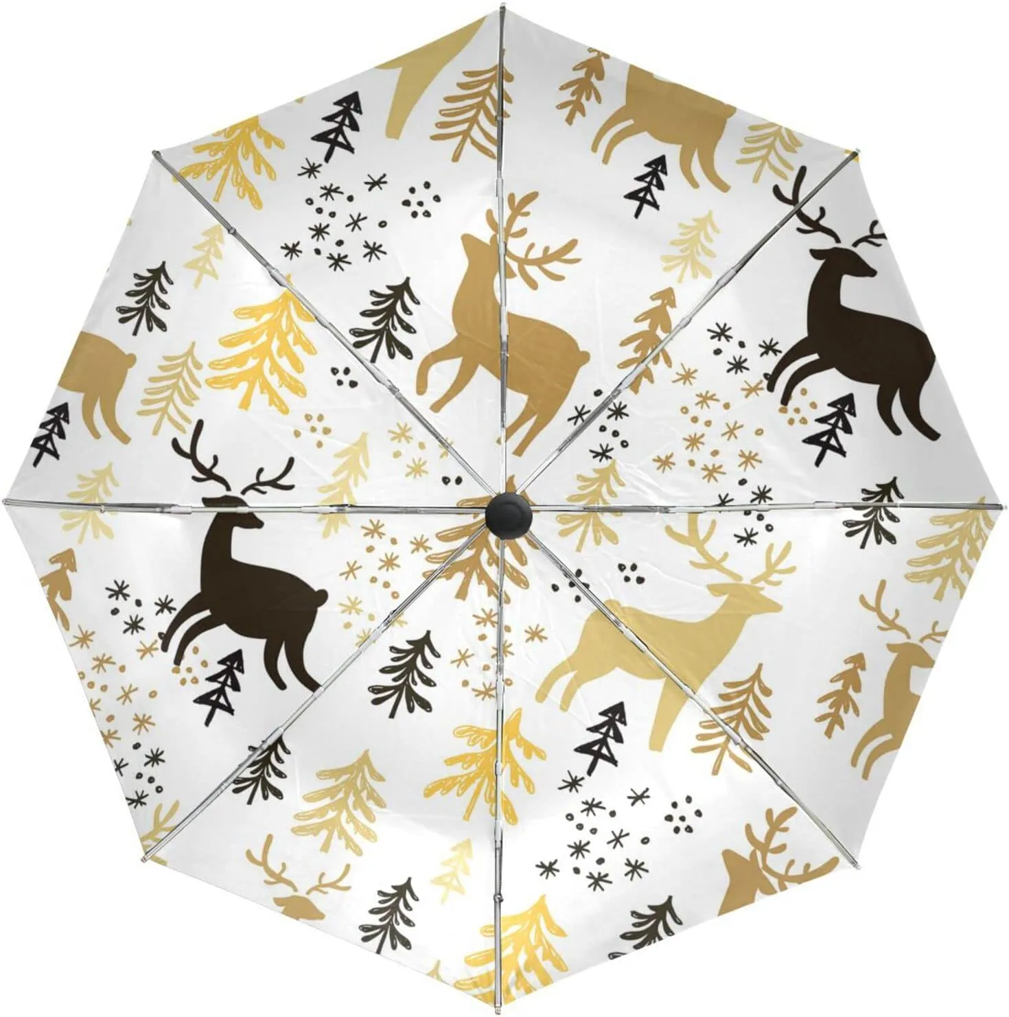 Poeticcity Automatic Folding UPF 50  Anti-UV Rain Umbrella, Auto Open/Close 3 Folds Sun Parasol Canopy Windproof Compact Travel Umbrella