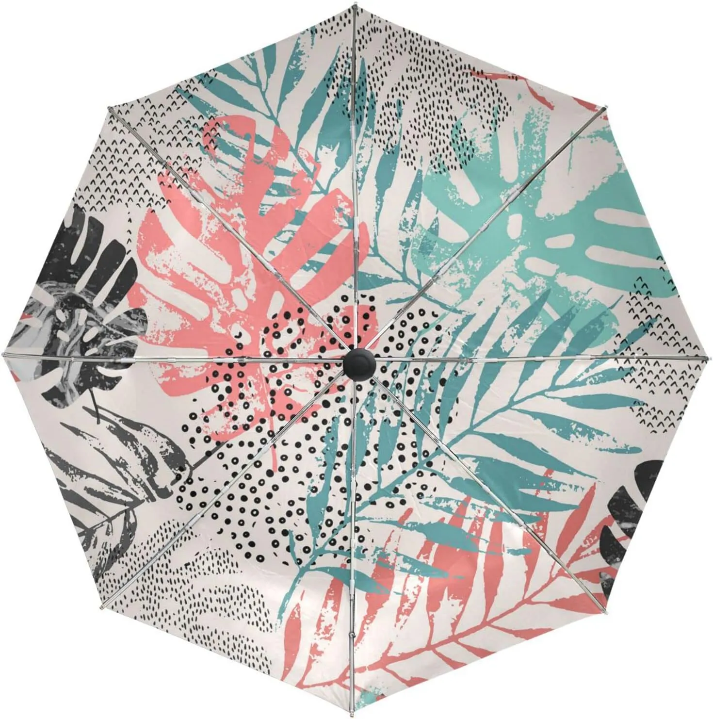 Poeticcity Automatic Folding UPF 50  Anti-UV Rain Umbrella, Auto Open/Close 3 Folds Sun Parasol Canopy Windproof Compact Travel Umbrella