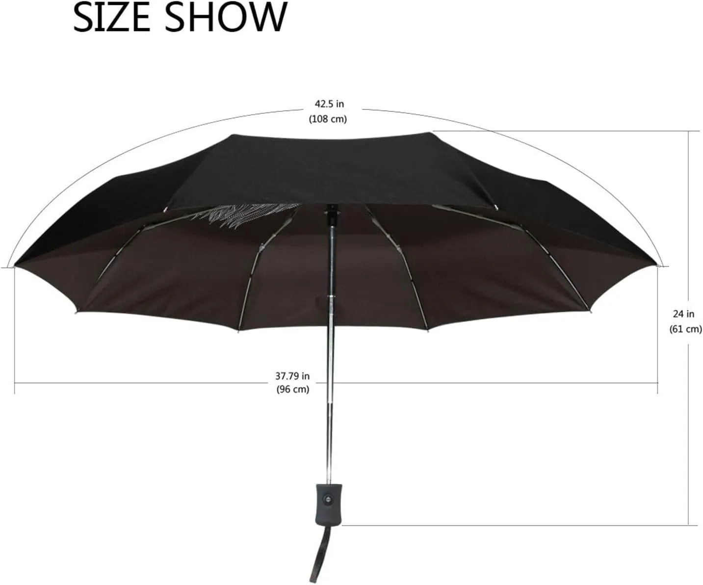 Poeticcity Automatic Folding UPF 50  Anti-UV Rain Umbrella, Auto Open/Close 3 Folds Sun Parasol Canopy Windproof Compact Travel Umbrella