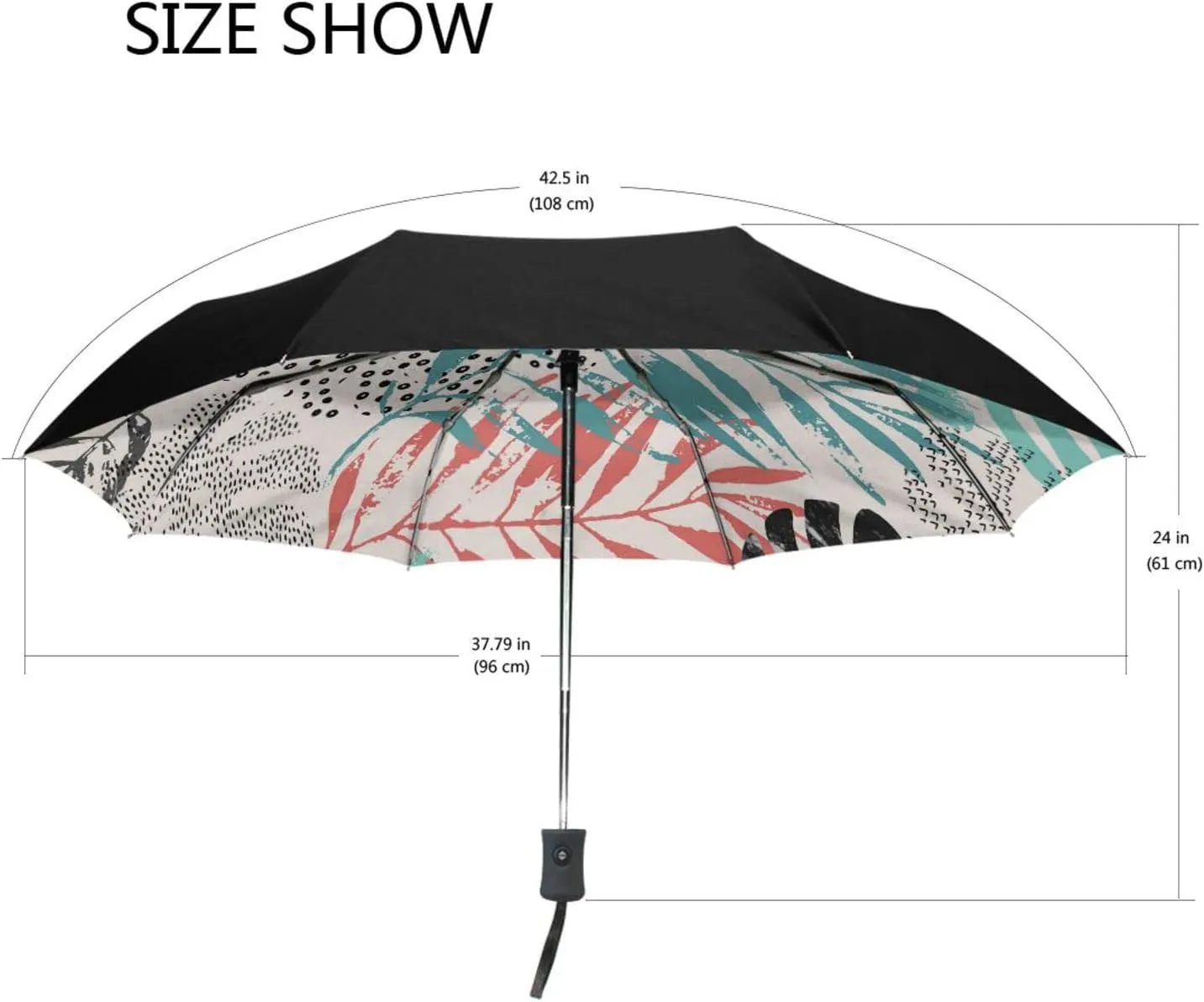 Poeticcity Automatic Folding UPF 50  Anti-UV Rain Umbrella, Auto Open/Close 3 Folds Sun Parasol Canopy Windproof Compact Travel Umbrella