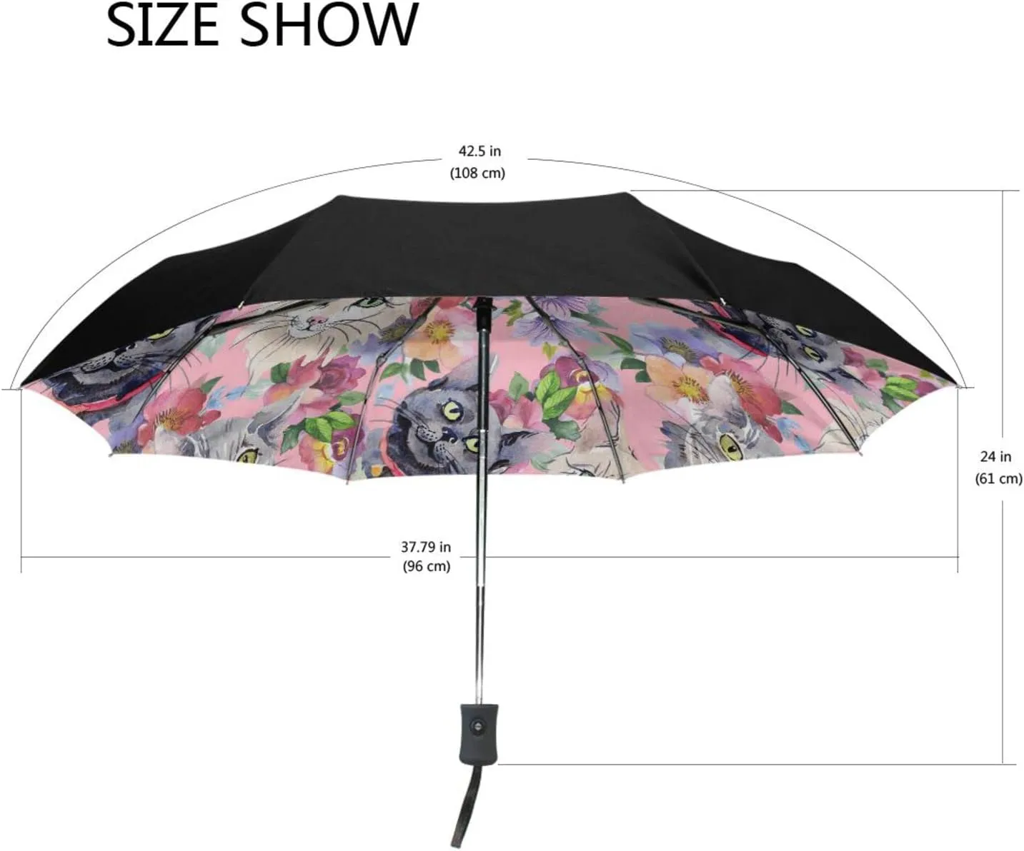 Poeticcity Automatic Folding UPF 50  Anti-UV Rain Umbrella, Auto Open/Close 3 Folds Sun Parasol Canopy Windproof Compact Travel Umbrella