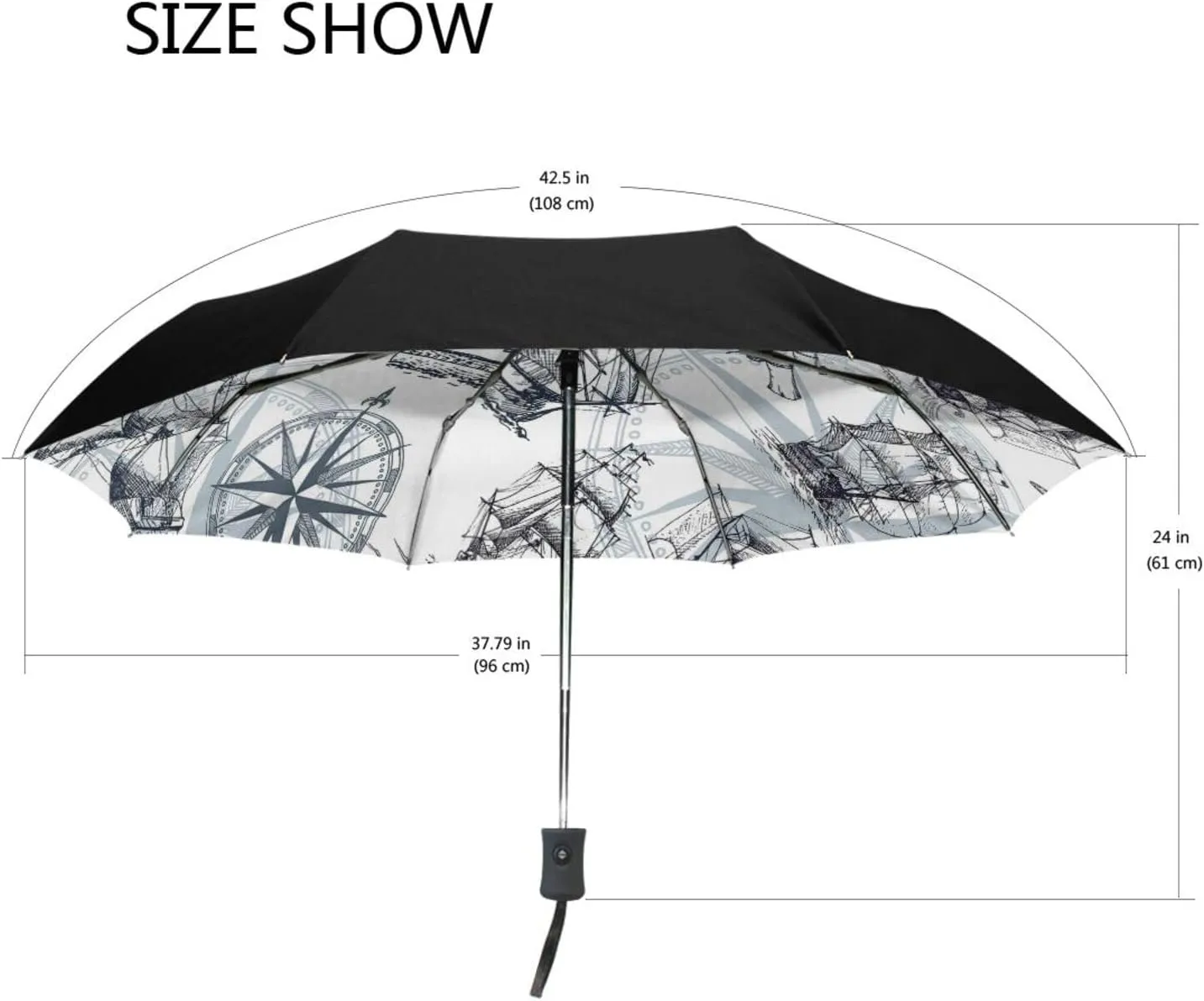 Poeticcity Automatic Folding UPF 50  Anti-UV Rain Umbrella, Auto Open/Close 3 Folds Sun Parasol Canopy Windproof Compact Travel Umbrella