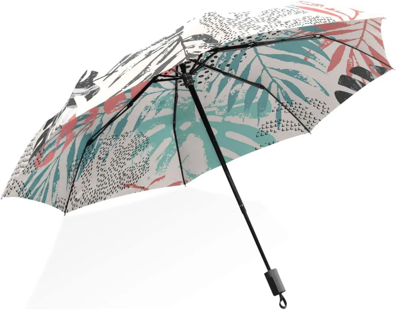 Poeticcity Unisex Manual Folding Rain Umbrella, Foldable Durable Sun Parasol, Collapsible Compact Windproof Portable Umbrellas for Travel