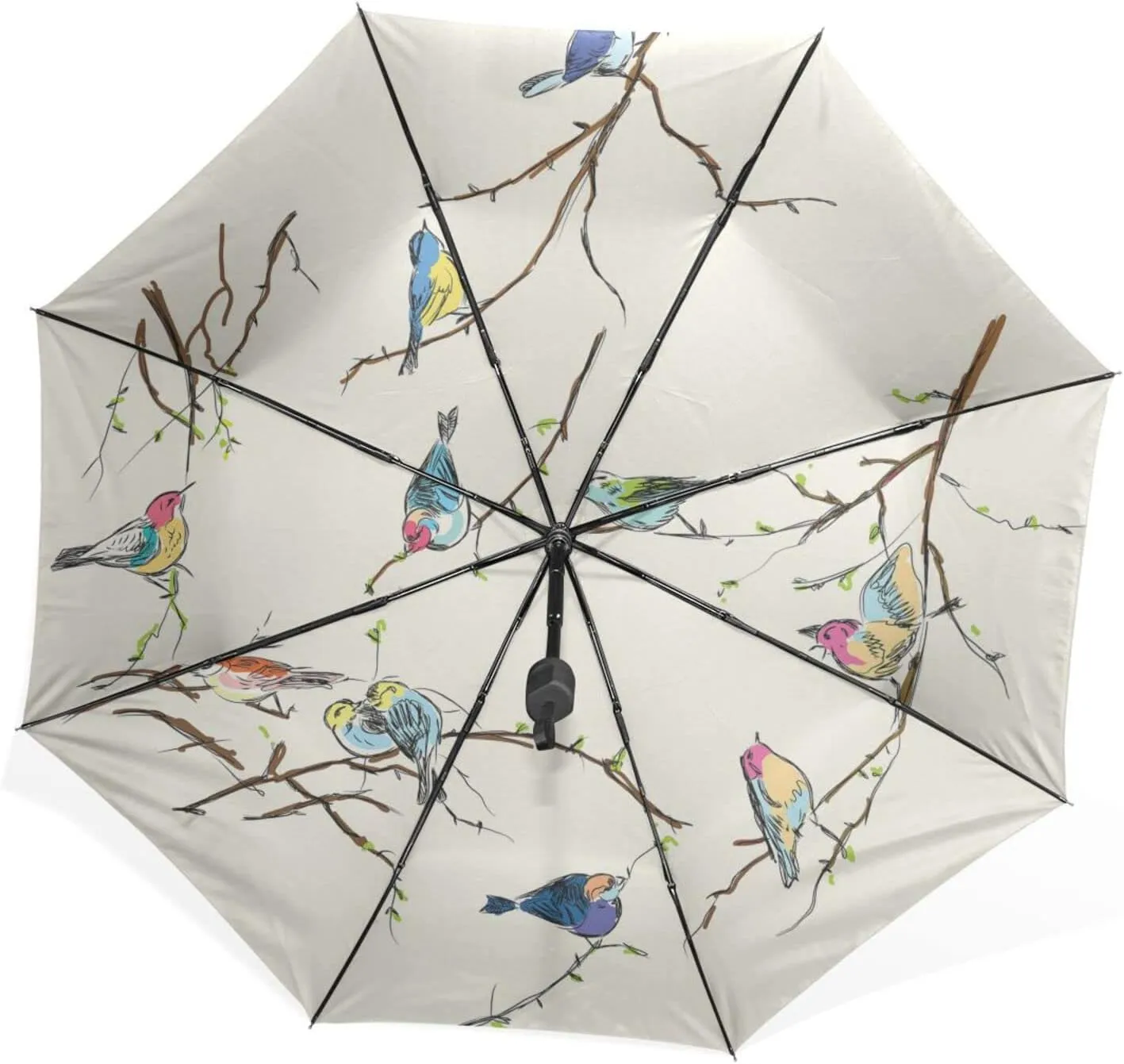 Poeticcity Unisex Manual Folding Rain Umbrella, Foldable Durable Sun Parasol, Collapsible Compact Windproof Portable Umbrellas for Travel