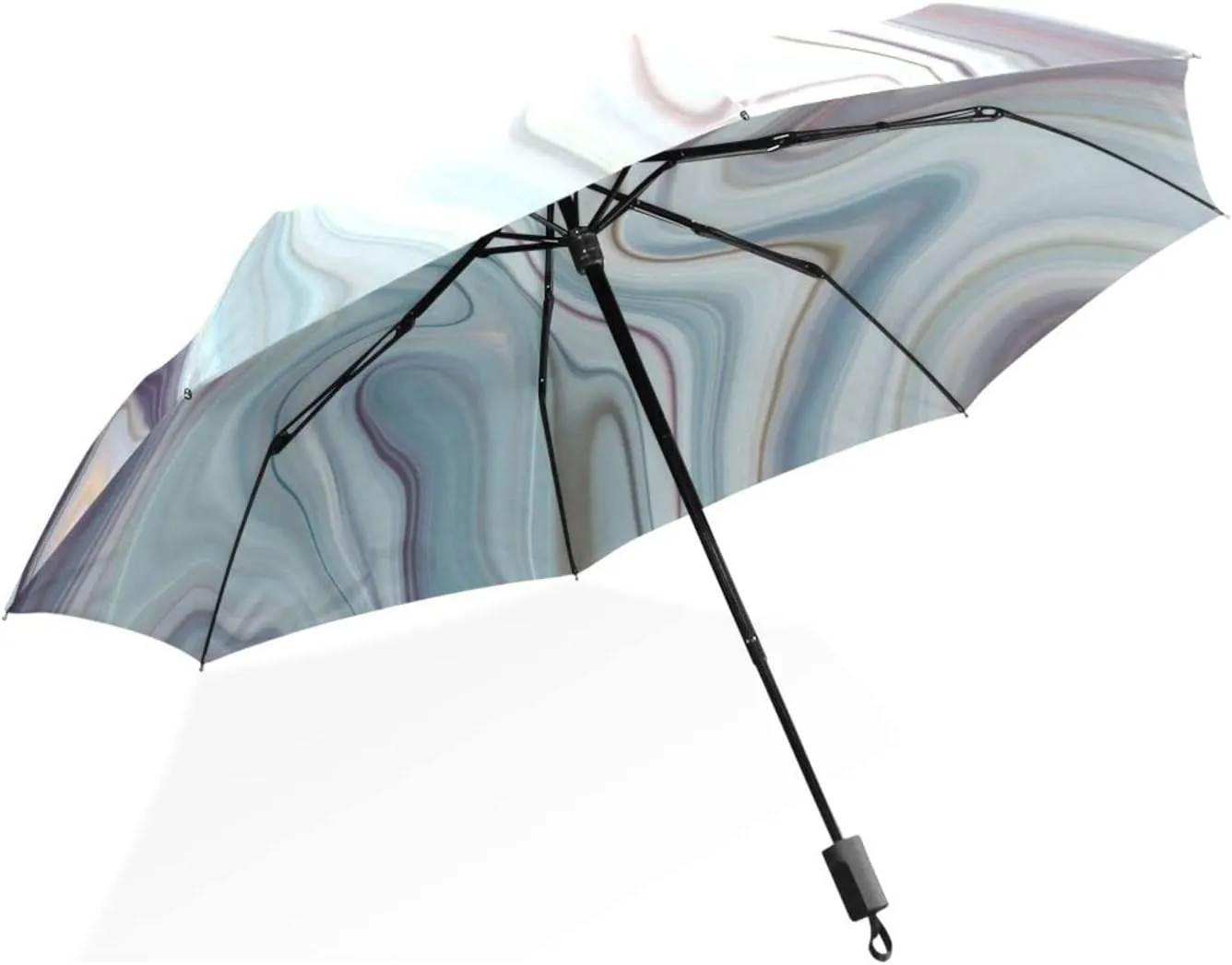Poeticcity Unisex Manual Folding Rain Umbrella, Foldable Durable Sun Parasol, Collapsible Compact Windproof Portable Umbrellas for Travel
