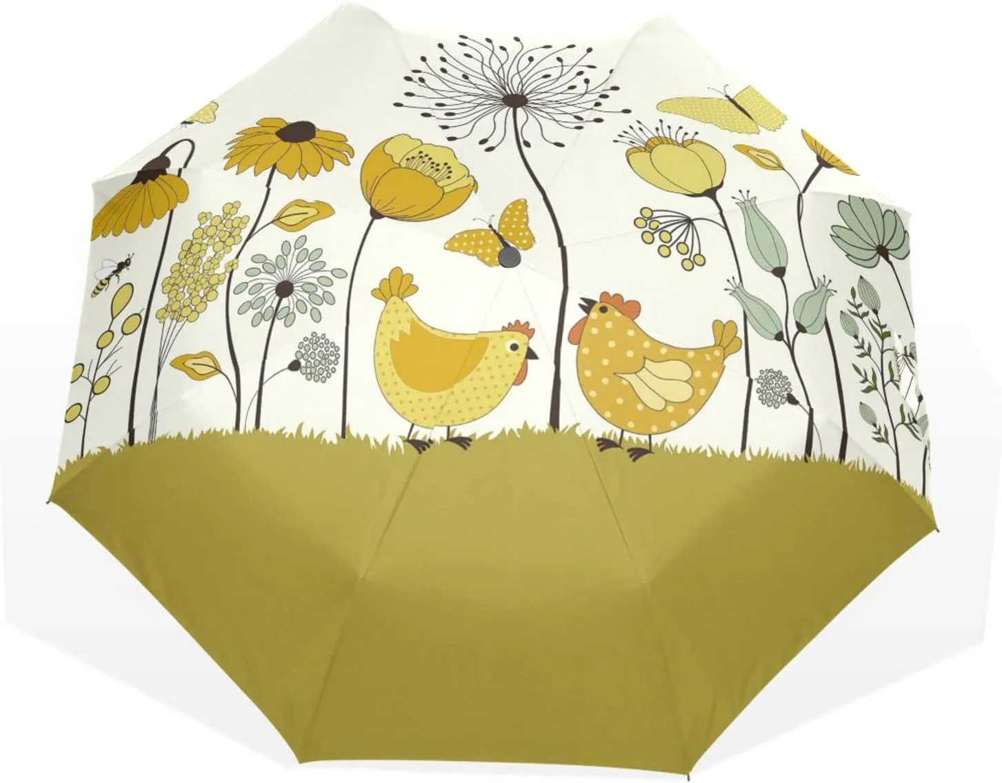 Poeticcity Unisex Manual Folding Rain Umbrella, Foldable Durable Sun Parasol, Collapsible Compact Windproof Portable Umbrellas for Travel