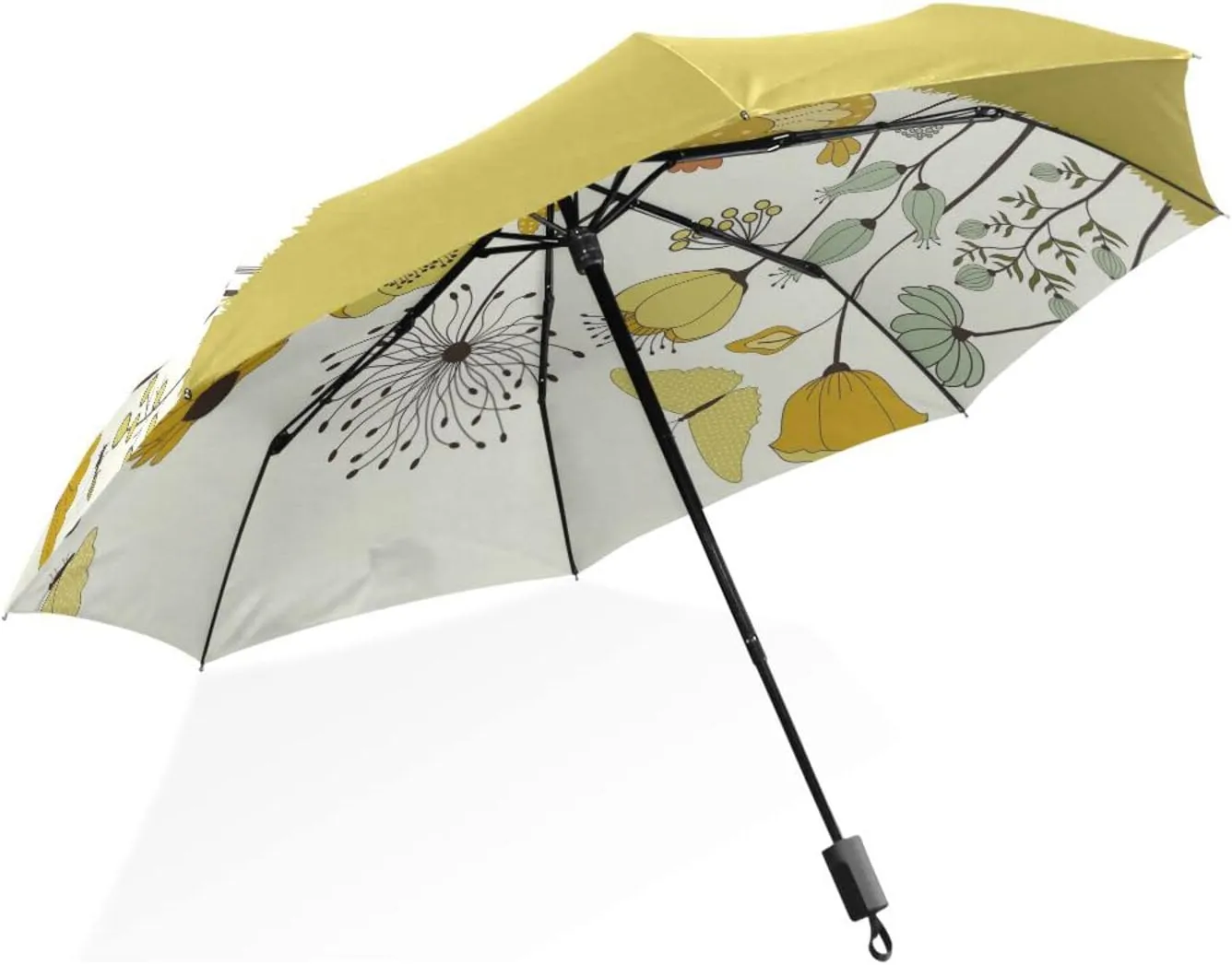 Poeticcity Unisex Manual Folding Rain Umbrella, Foldable Durable Sun Parasol, Collapsible Compact Windproof Portable Umbrellas for Travel
