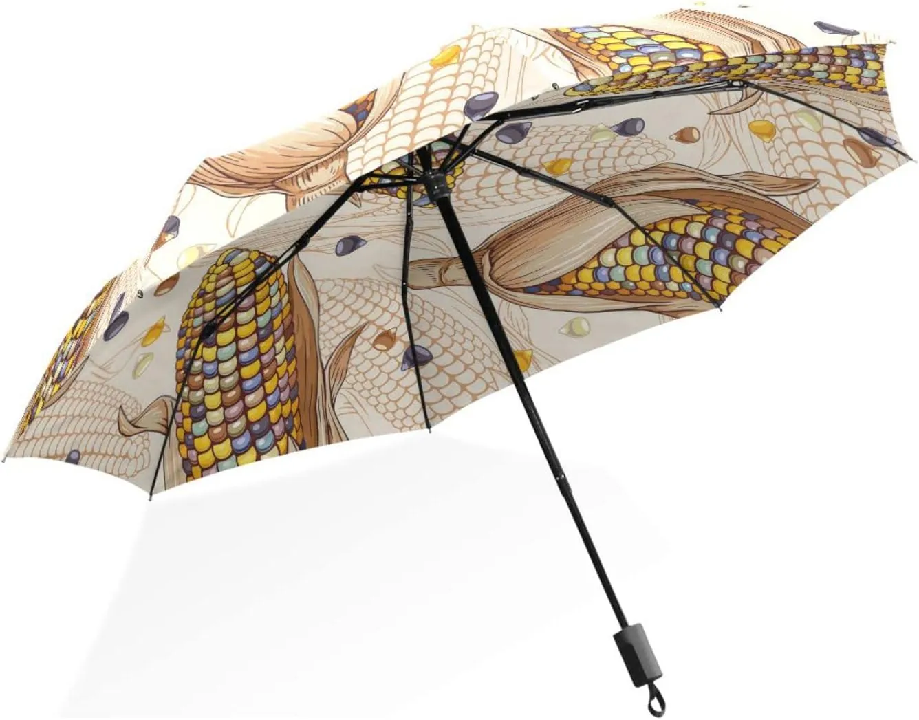 Poeticcity Unisex Manual Folding Rain Umbrella, Foldable Durable Sun Parasol, Collapsible Compact Windproof Portable Umbrellas for Travel