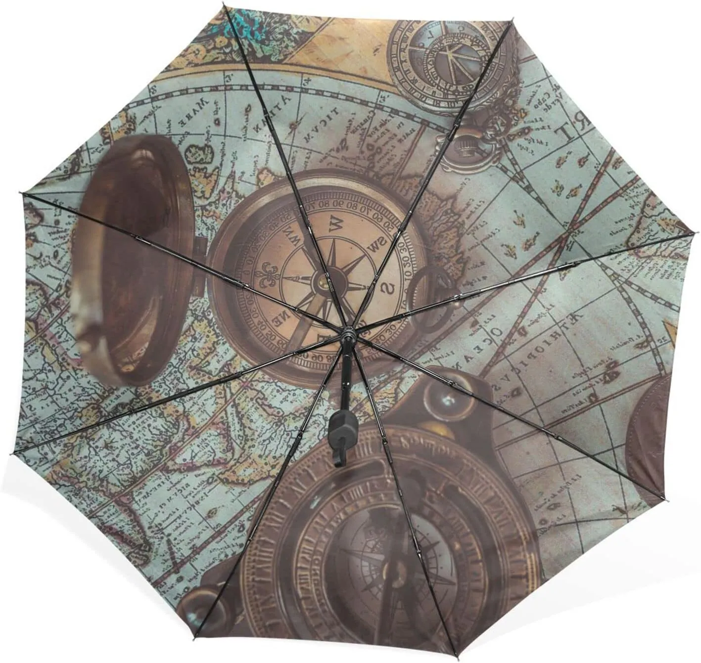 Poeticcity Unisex Manual Folding Rain Umbrella, Foldable Durable Sun Parasol, Collapsible Compact Windproof Portable Umbrellas for Travel