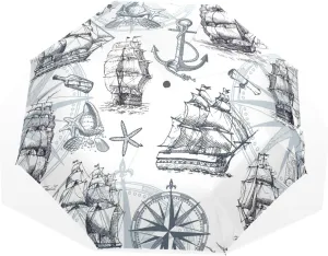 Poeticcity Unisex Manual Folding Rain Umbrella, Foldable Durable Sun Parasol, Collapsible Compact Windproof Portable Umbrellas for Travel