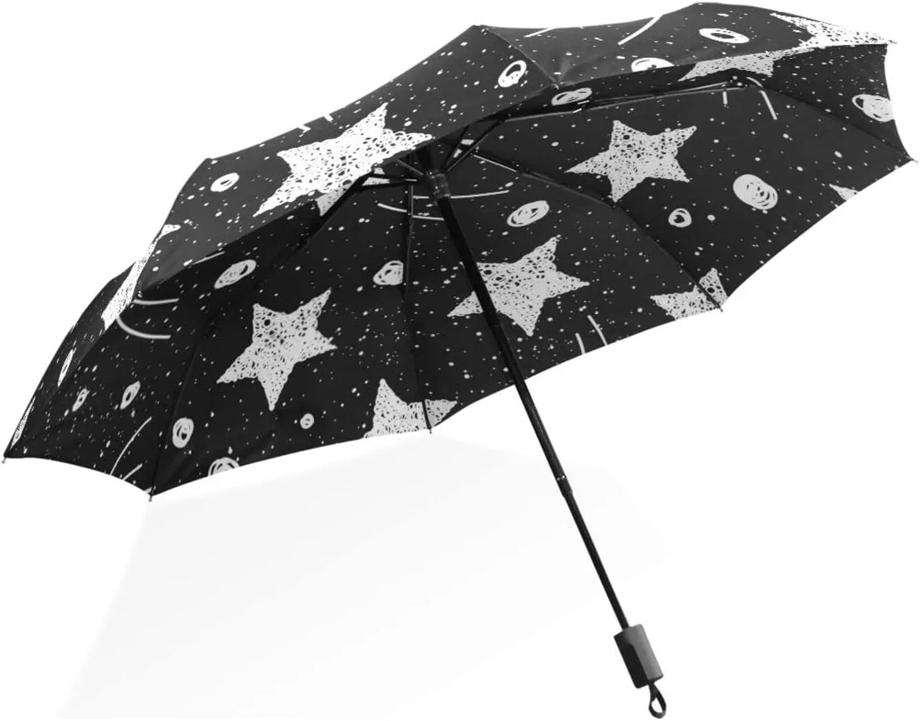 Poeticcity Unisex Manual Folding Rain Umbrella, Foldable Durable Sun Parasol, Collapsible Compact Windproof Portable Umbrellas for Travel