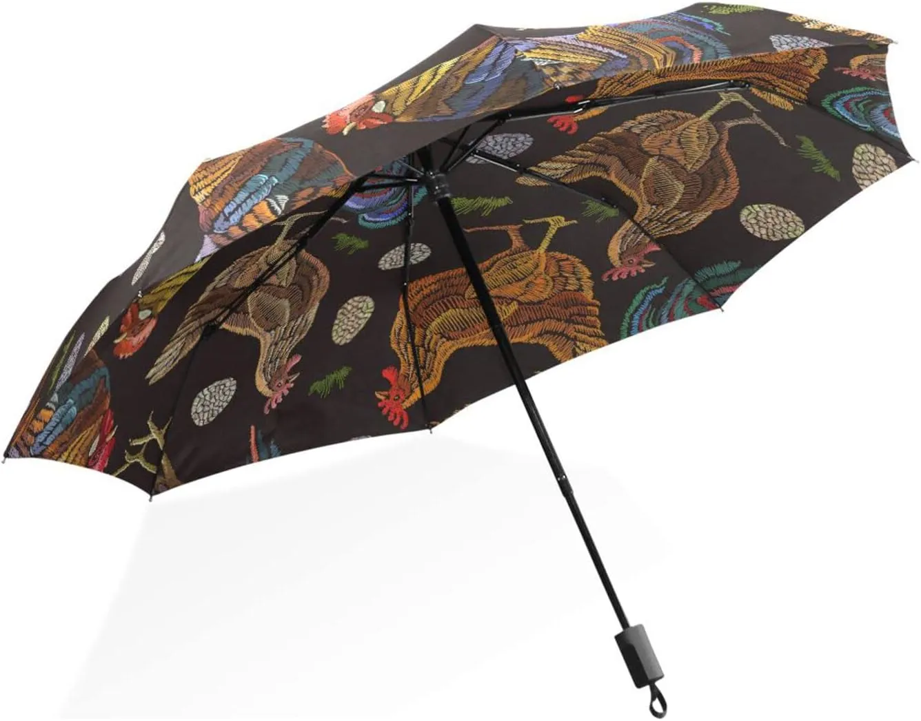 Poeticcity Unisex Manual Folding Rain Umbrella, Foldable Durable Sun Parasol, Collapsible Compact Windproof Portable Umbrellas for Travel