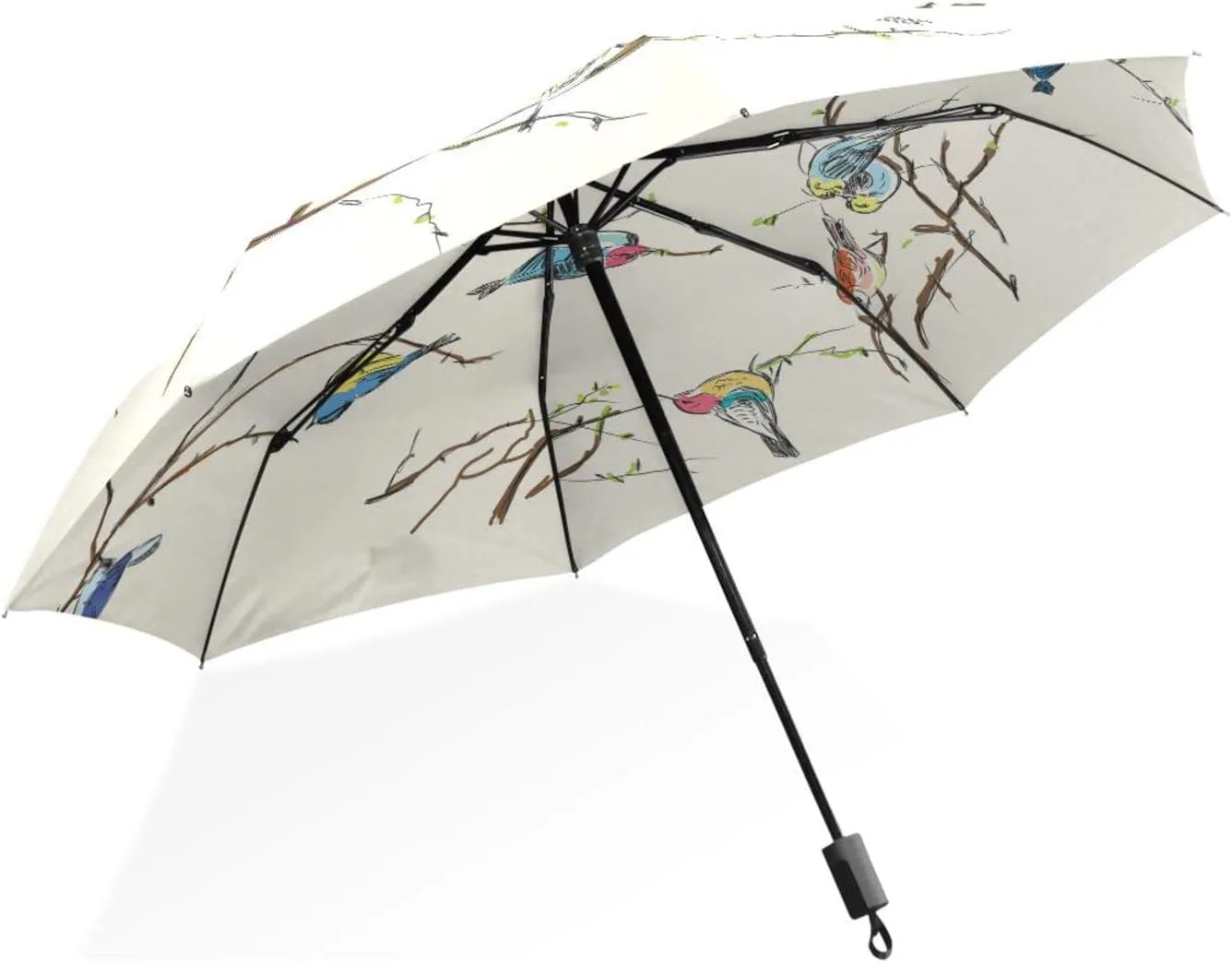 Poeticcity Unisex Manual Folding Rain Umbrella, Foldable Durable Sun Parasol, Collapsible Compact Windproof Portable Umbrellas for Travel