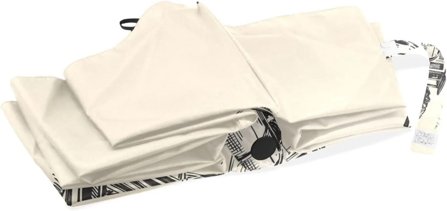Poeticcity Unisex Manual Folding Rain Umbrella, Foldable Durable Sun Parasol, Collapsible Compact Windproof Portable Umbrellas for Travel