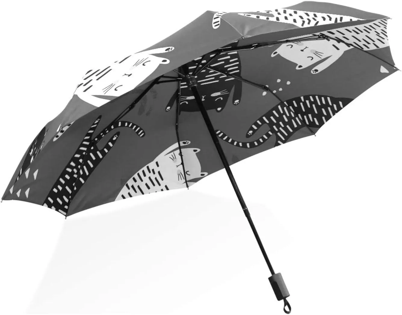 Poeticcity Unisex Manual Folding Rain Umbrella, Foldable Durable Sun Parasol, Collapsible Compact Windproof Portable Umbrellas for Travel