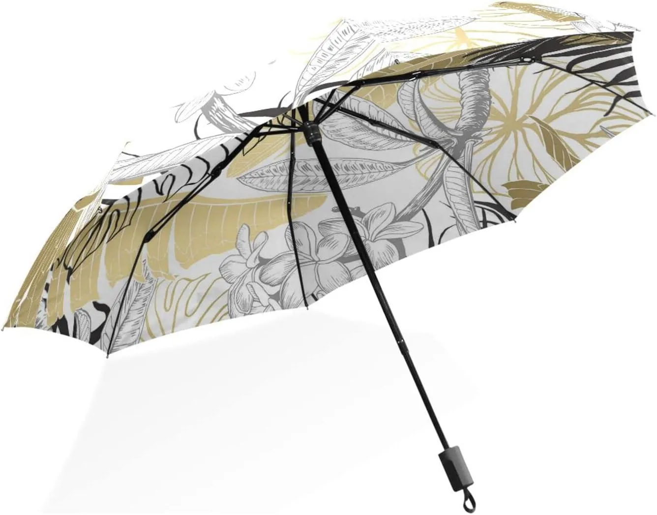 Poeticcity Unisex Manual Folding Rain Umbrella, Foldable Durable Sun Parasol, Collapsible Compact Windproof Portable Umbrellas for Travel