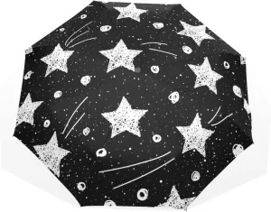 Poeticcity Unisex Manual Folding Rain Umbrella, Foldable Durable Sun Parasol, Collapsible Compact Windproof Portable Umbrellas for Travel