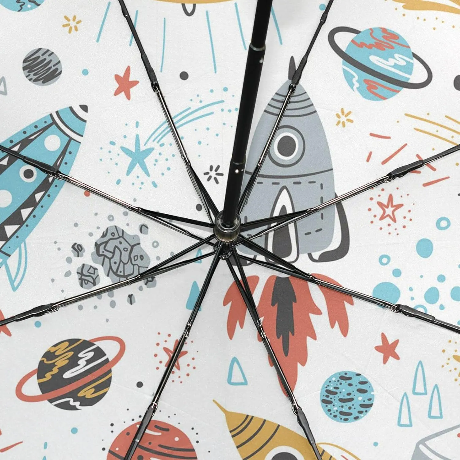 Poeticcity Unisex Manual Folding Rain Umbrella, Foldable Durable Sun Parasol, Collapsible Compact Windproof Portable Umbrellas for Travel