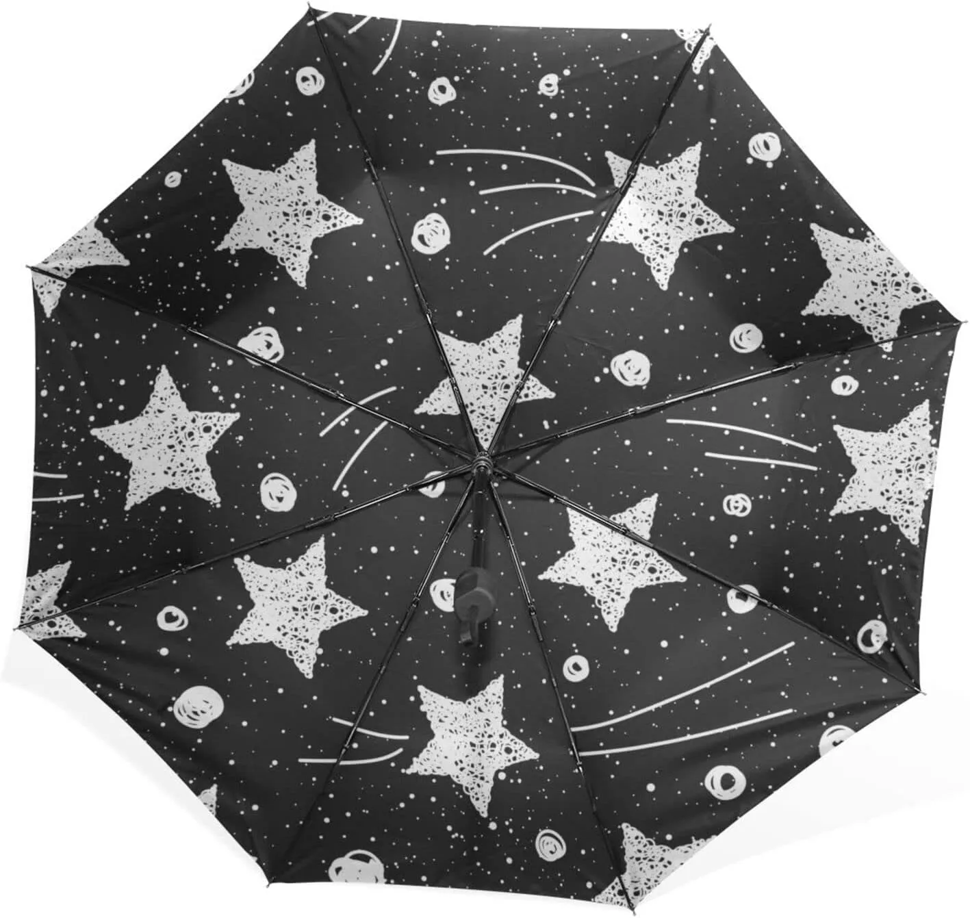 Poeticcity Unisex Manual Folding Rain Umbrella, Foldable Durable Sun Parasol, Collapsible Compact Windproof Portable Umbrellas for Travel