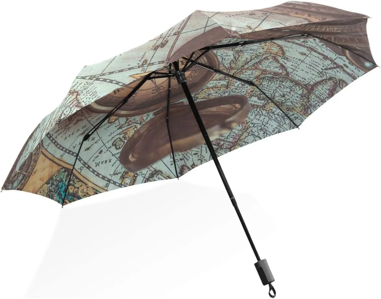 Poeticcity Unisex Manual Folding Rain Umbrella, Foldable Durable Sun Parasol, Collapsible Compact Windproof Portable Umbrellas for Travel