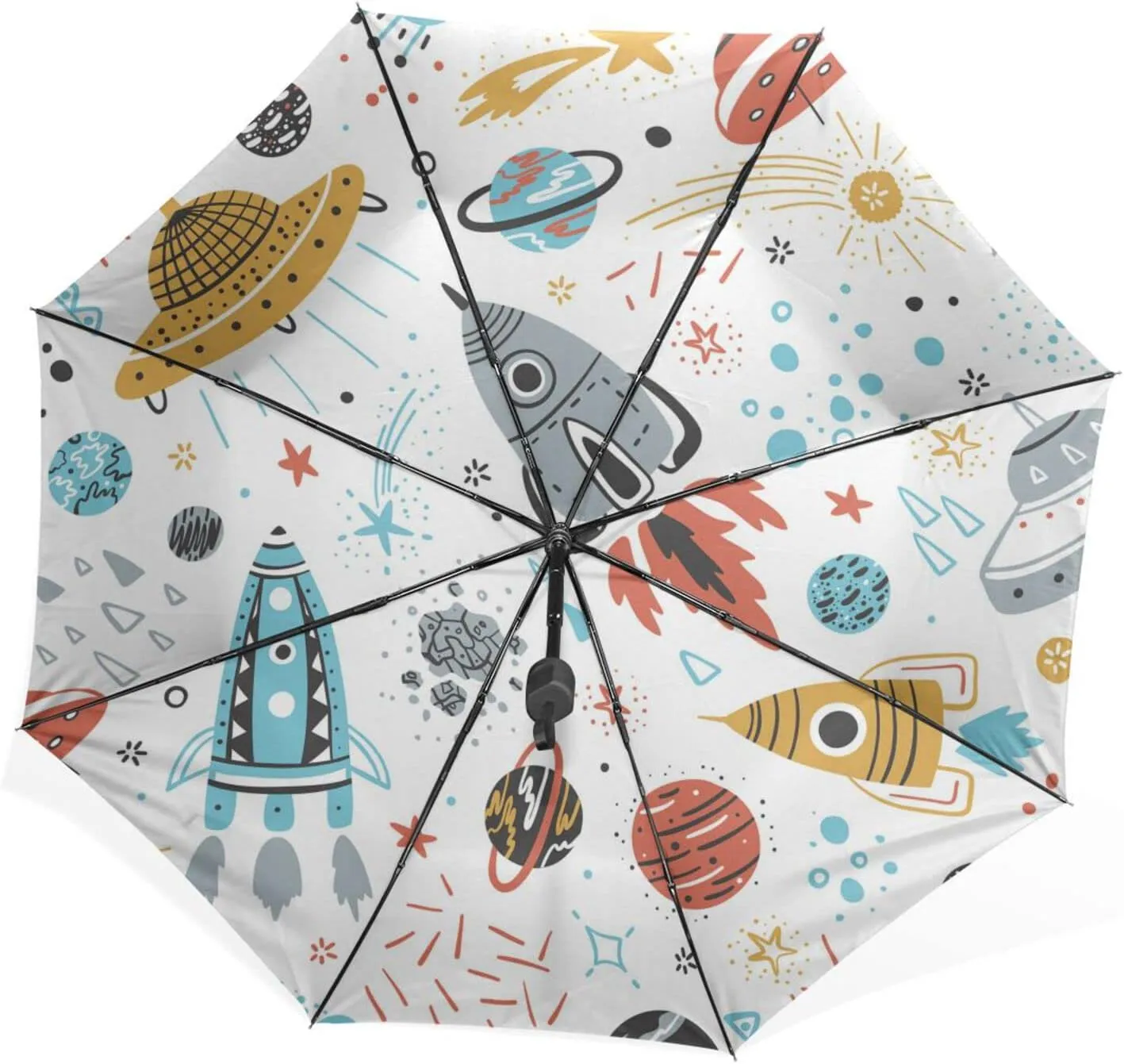 Poeticcity Unisex Manual Folding Rain Umbrella, Foldable Durable Sun Parasol, Collapsible Compact Windproof Portable Umbrellas for Travel