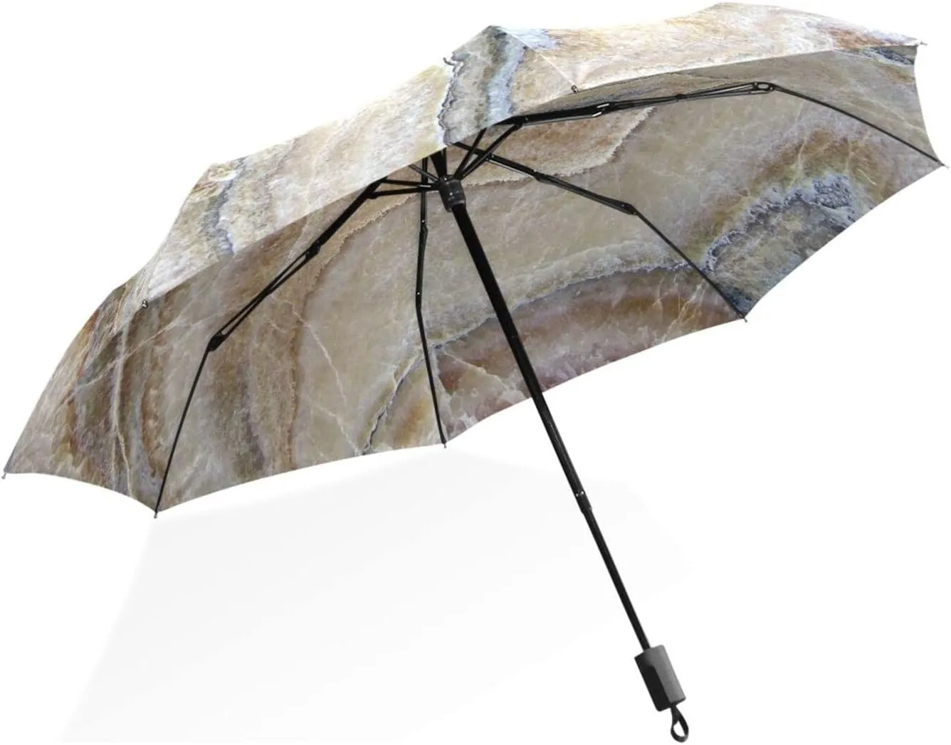 Poeticcity Unisex Manual Folding Rain Umbrella, Foldable Durable Sun Parasol, Collapsible Compact Windproof Portable Umbrellas for Travel