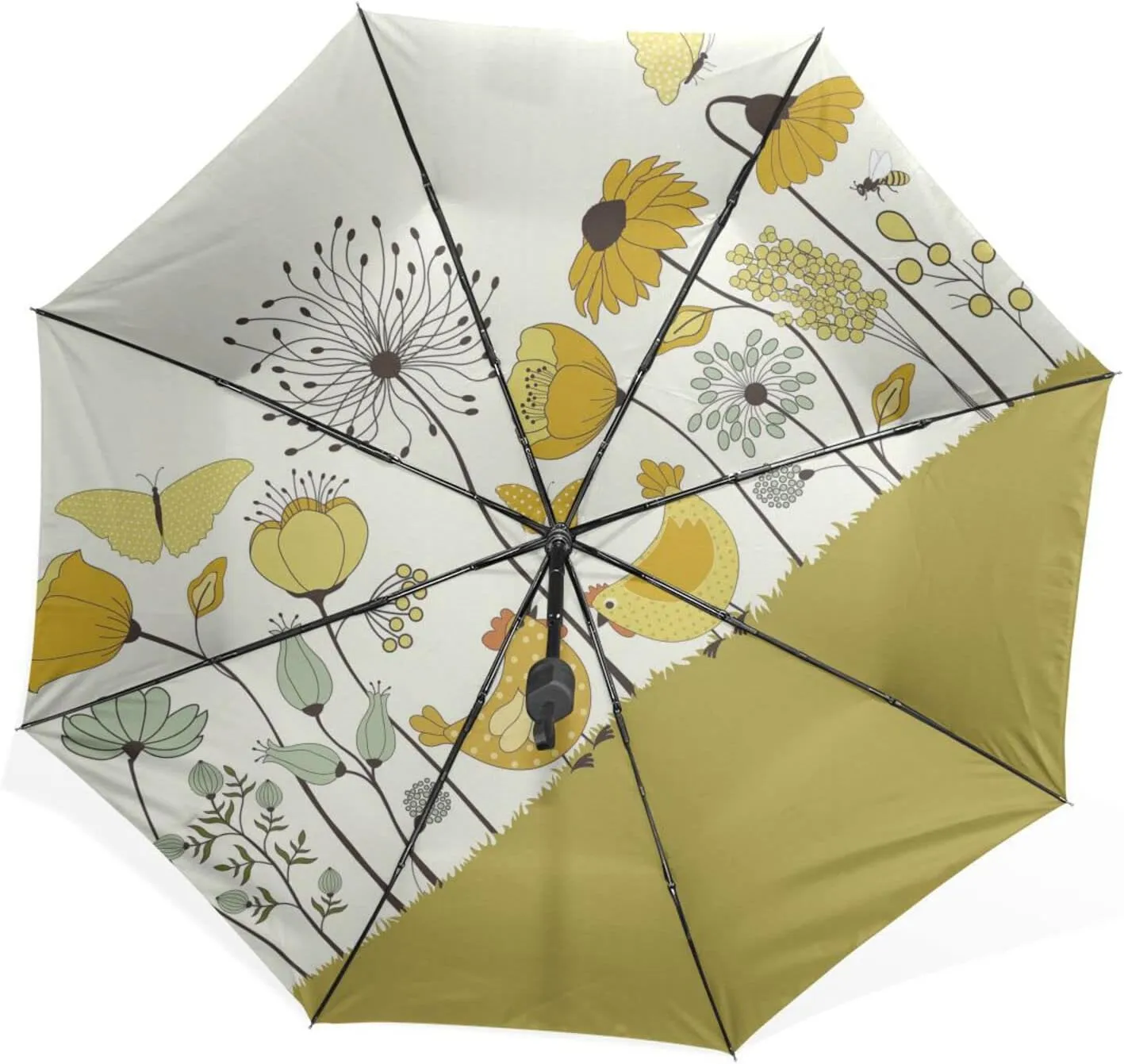 Poeticcity Unisex Manual Folding Rain Umbrella, Foldable Durable Sun Parasol, Collapsible Compact Windproof Portable Umbrellas for Travel