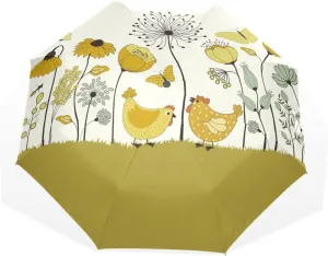 Poeticcity Unisex Manual Folding Rain Umbrella, Foldable Durable Sun Parasol, Collapsible Compact Windproof Portable Umbrellas for Travel