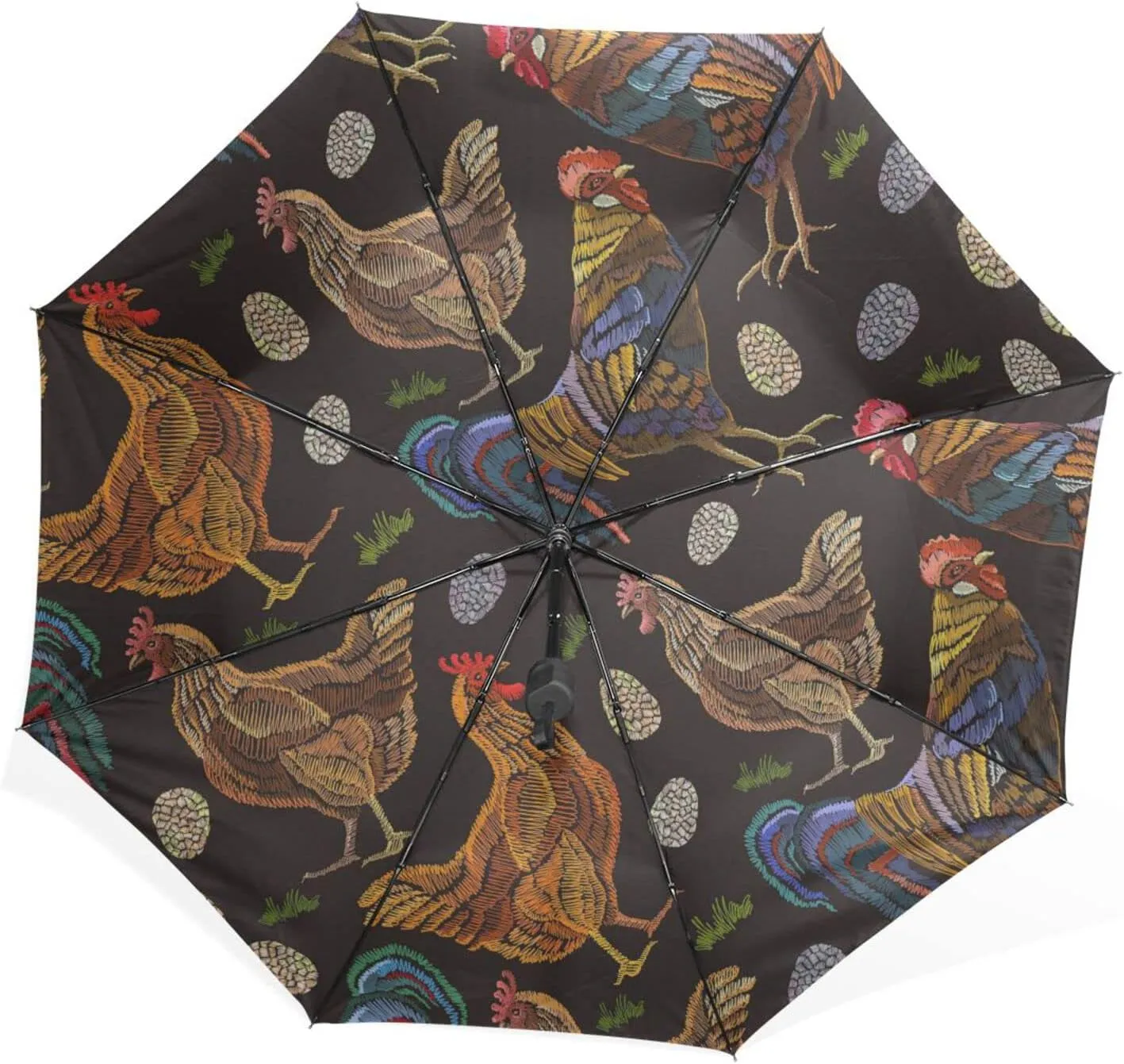 Poeticcity Unisex Manual Folding Rain Umbrella, Foldable Durable Sun Parasol, Collapsible Compact Windproof Portable Umbrellas for Travel