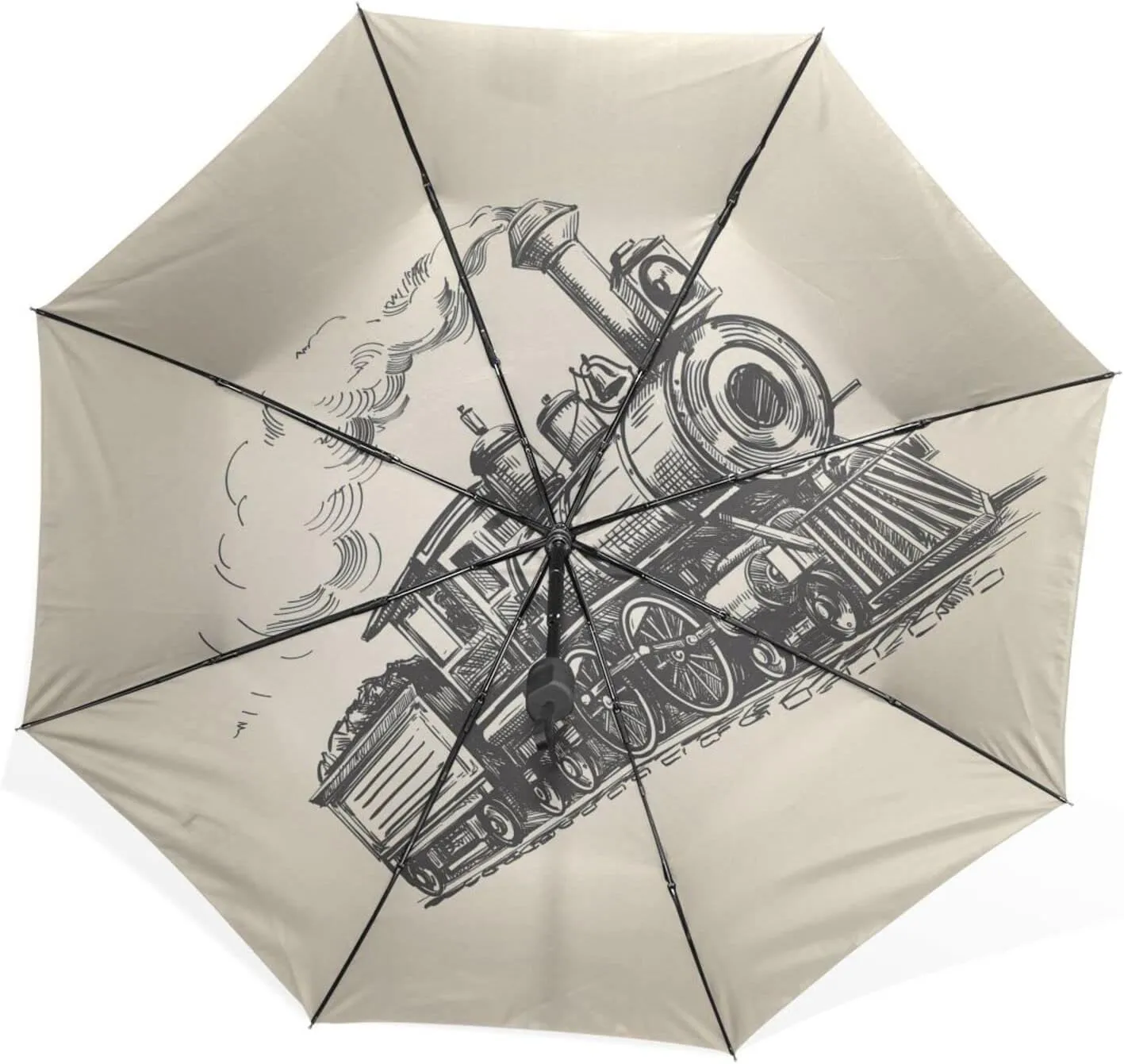 Poeticcity Unisex Manual Folding Rain Umbrella, Foldable Durable Sun Parasol, Collapsible Compact Windproof Portable Umbrellas for Travel