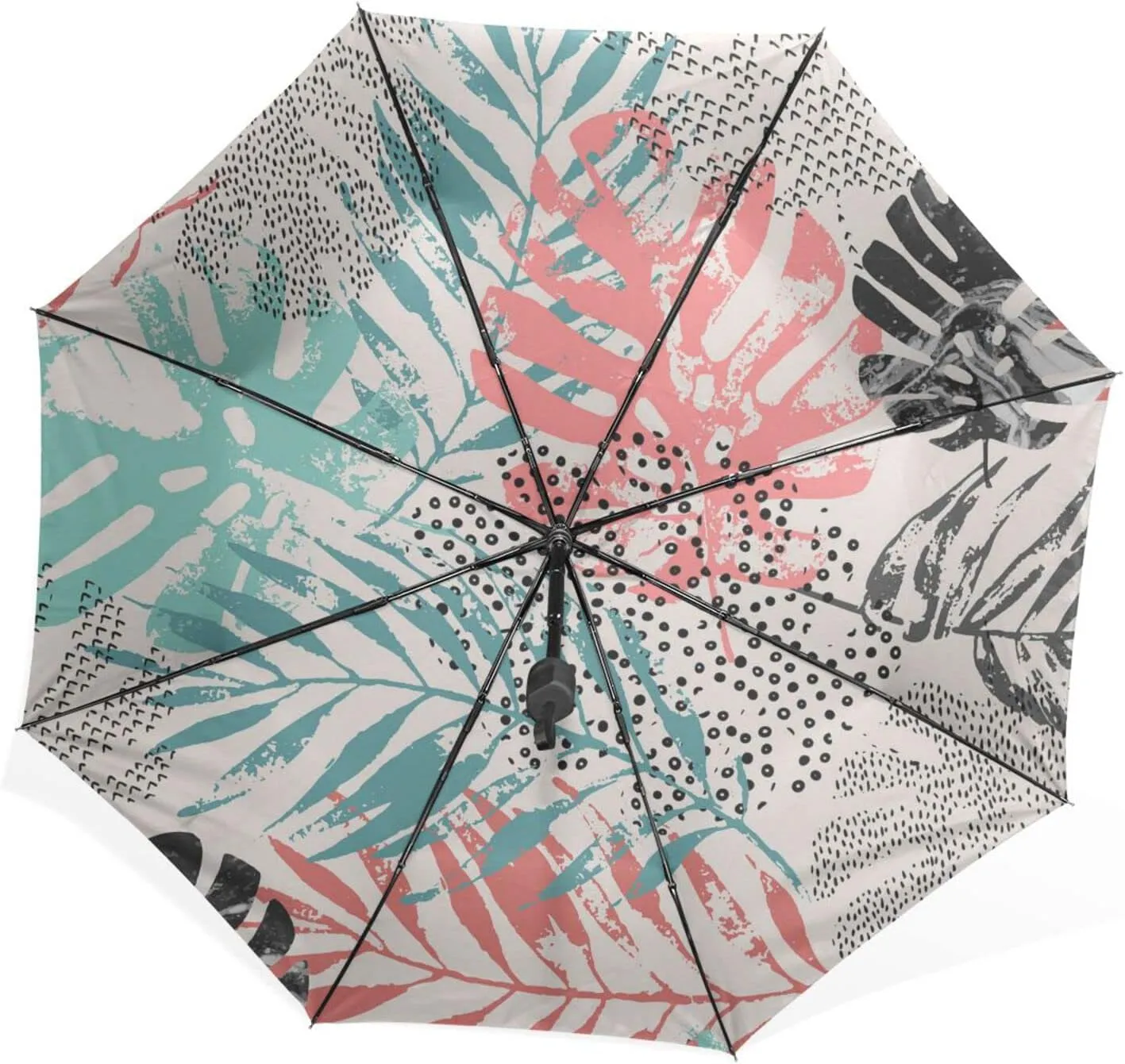 Poeticcity Unisex Manual Folding Rain Umbrella, Foldable Durable Sun Parasol, Collapsible Compact Windproof Portable Umbrellas for Travel