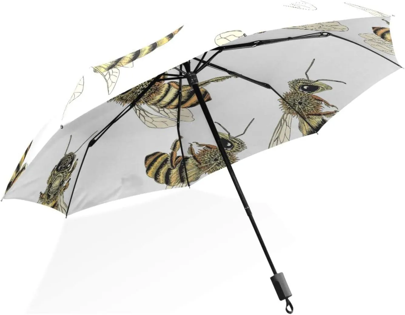 Poeticcity Unisex Manual Folding Rain Umbrella, Foldable Durable Sun Parasol, Collapsible Compact Windproof Portable Umbrellas for Travel