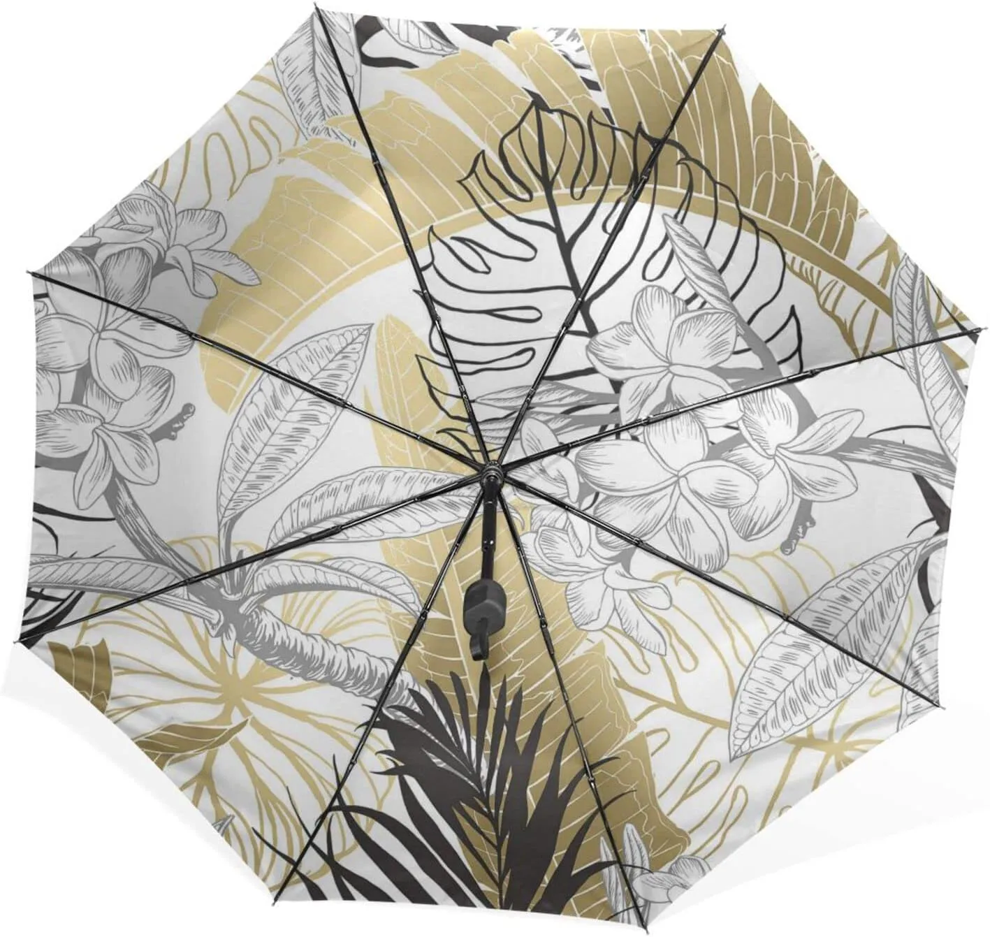 Poeticcity Unisex Manual Folding Rain Umbrella, Foldable Durable Sun Parasol, Collapsible Compact Windproof Portable Umbrellas for Travel