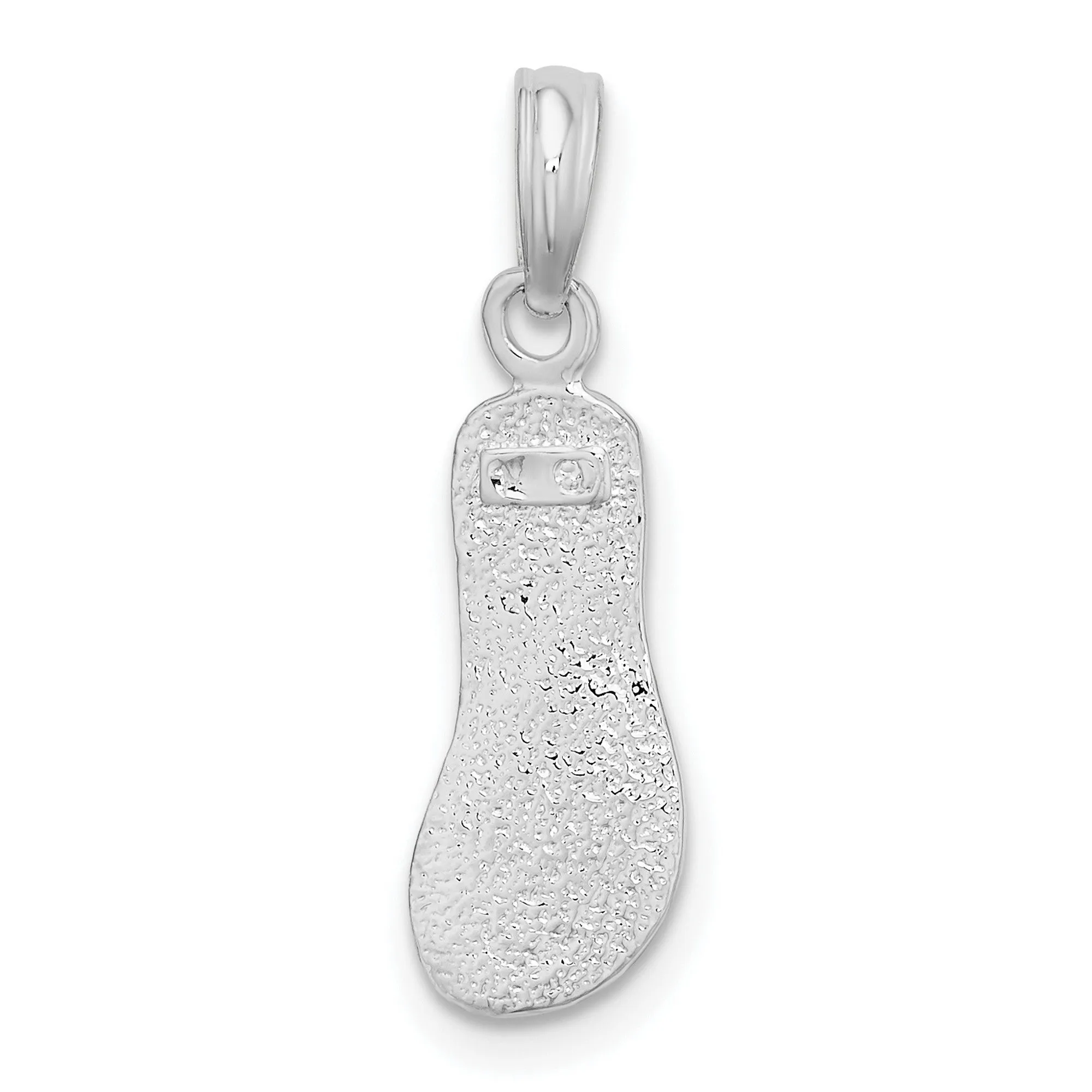 Polished Textured Flip Flop Charm Pendant in Real 925 Sterling Silver