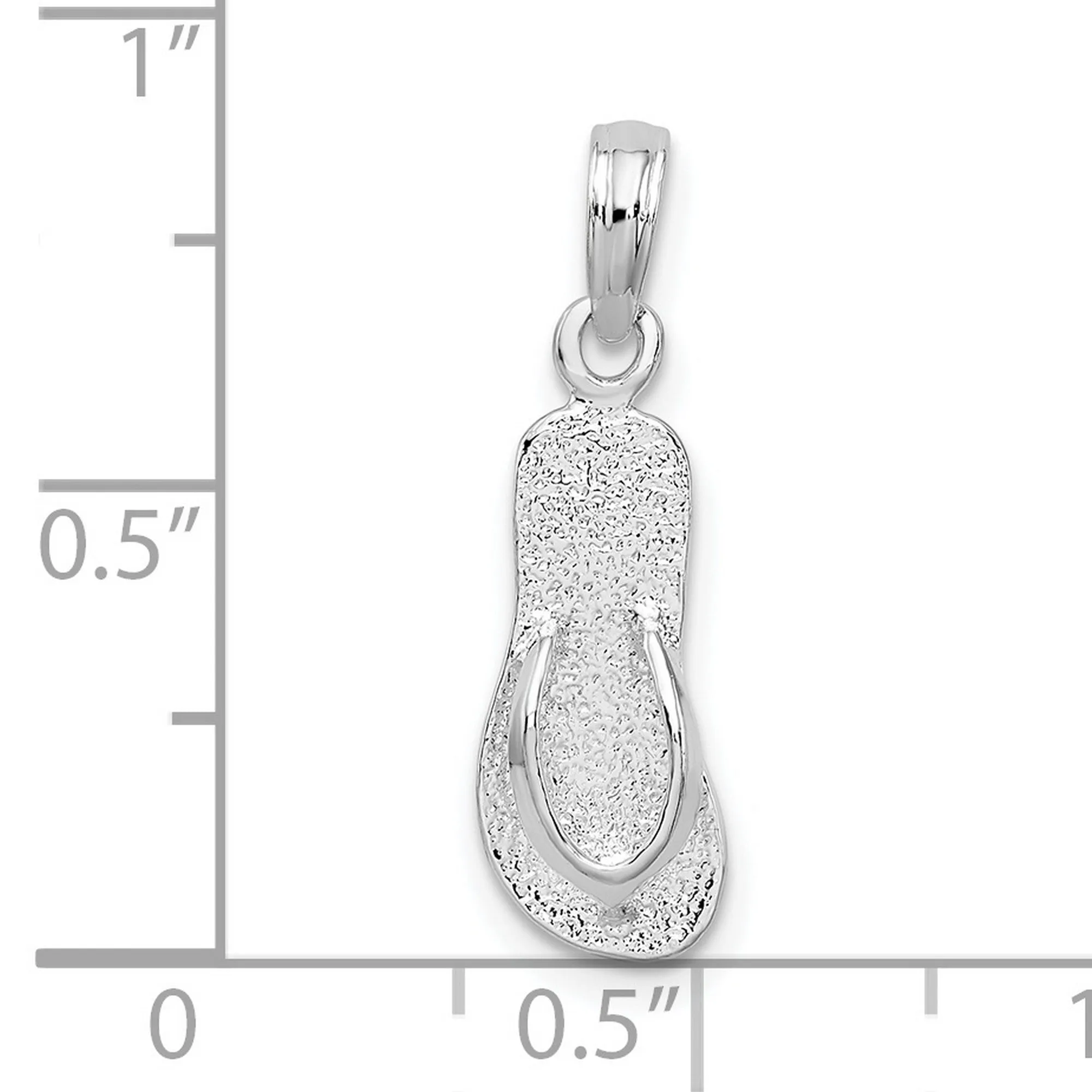 Polished Textured Flip Flop Charm Pendant in Real 925 Sterling Silver