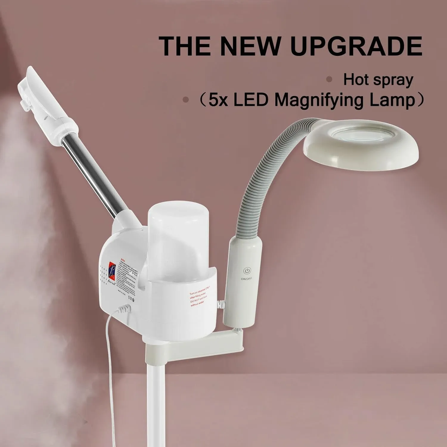 Professional 2 in 1 Facial Steamer Upgrade Esthetician Steamer with 5X LED Magnifying Lamp Beauty Salon Spa