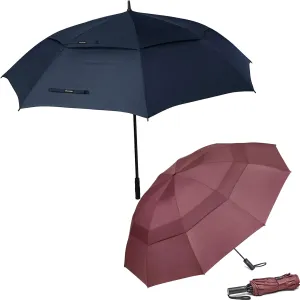 Prospo Huge 72 Inch Golf Umbrella  62 Inch Travel Umbrella 10 Ribs Compact Reverse Automatic Folding Golf Umbrellas, Double Canopy Vented Windproof for Family Men Women